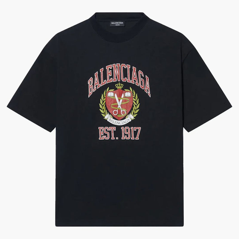 Camiseta de Fit Balenciaga College Medium Fit Negro/Rojo/Blanco