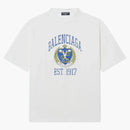 Balenciagaga College Medium Fit T-shirt biały/niebieski/żółty