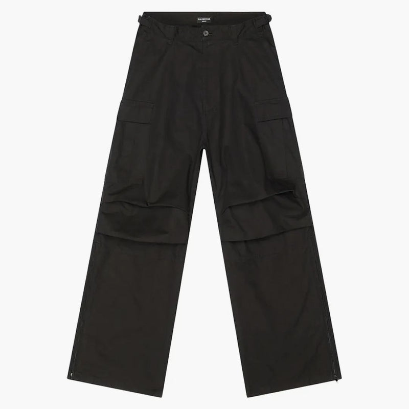 Balenciaga algodón Ripstop Tire de carga grande Pantalones de ajuste Negro