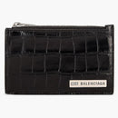 Balenciaga Croc Embossed (5 Card Slot) Coin Card Holder Black