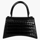 Balenciaga Crocodile Embossed Hourglass Top Handle Small Black