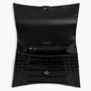 Balenciaga Crocodile Embossed Hourglass Top Handle Small Black