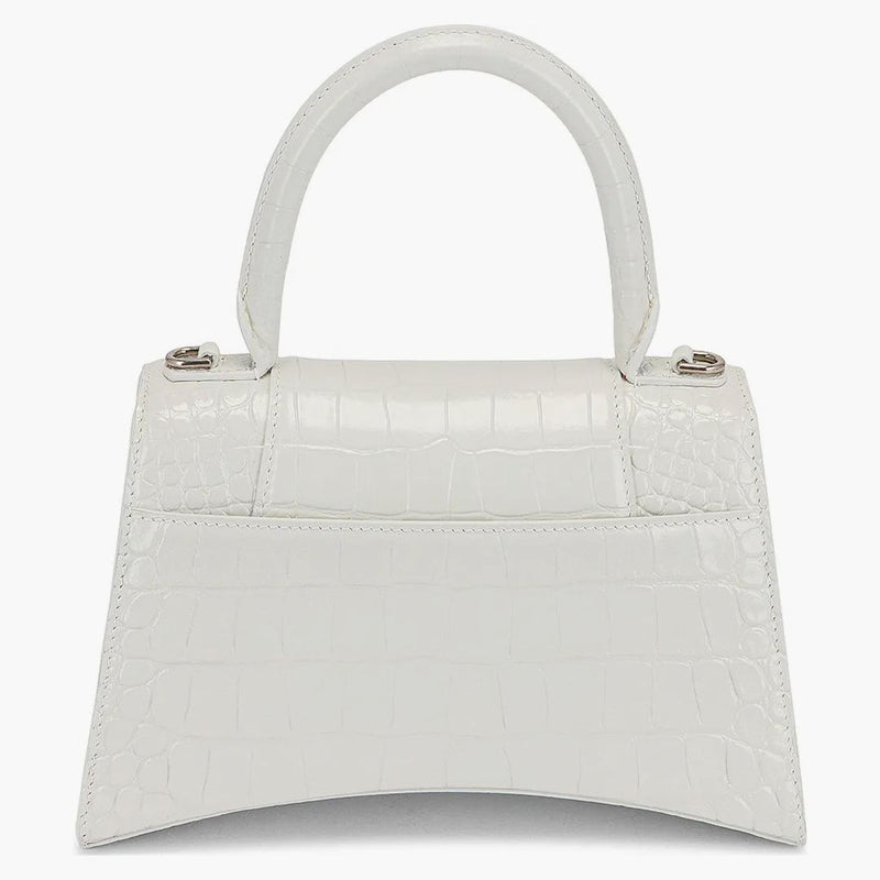 Balenciaga krokodýl reliéfní přesýpací hodiny horní držadlo malé bílé