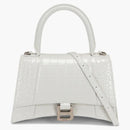 Balenciagaga Crocodile wytłoczona klepsydra górna rączka mały biały biały