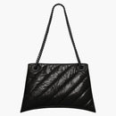 Balenciaga Crush Chain Shoulder Bag Medium Quilted Black/Black
