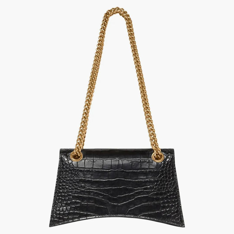 Balenciaga Crush Chain axelväska liten krokodil präglad svart