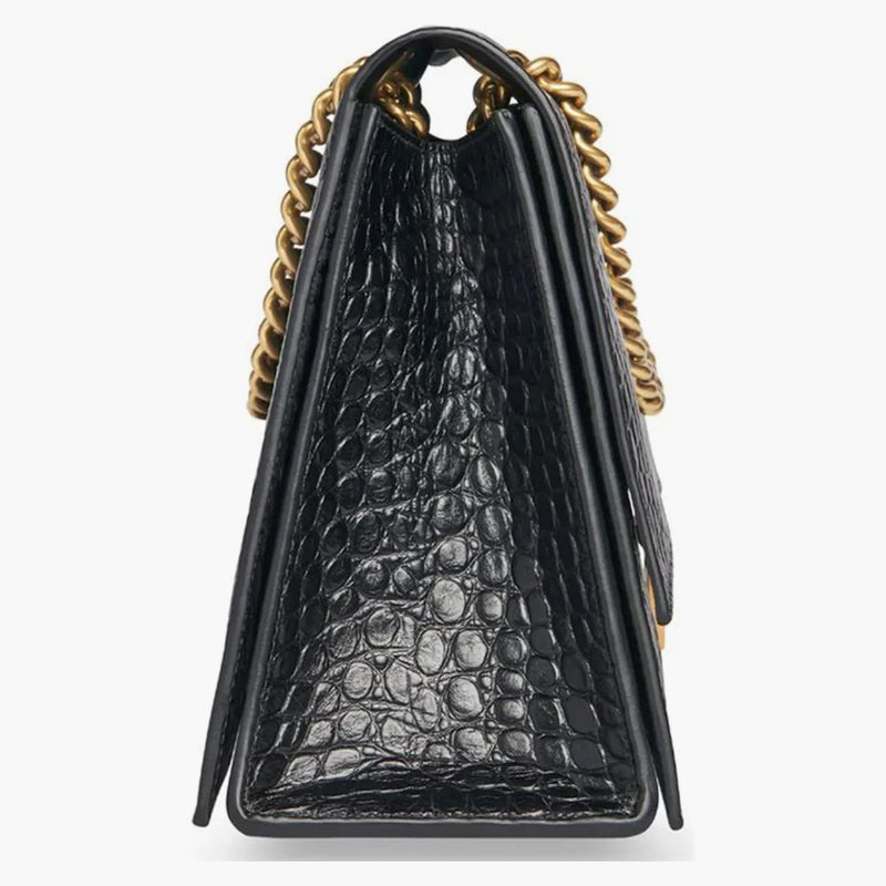 Balenciaga Crush Crocodile Střední řetězová taška černá