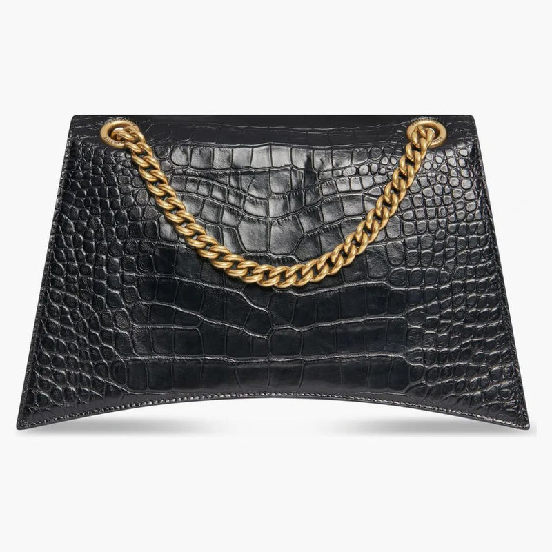 Balenciaga Crush Crocodile Střední řetězová taška černá