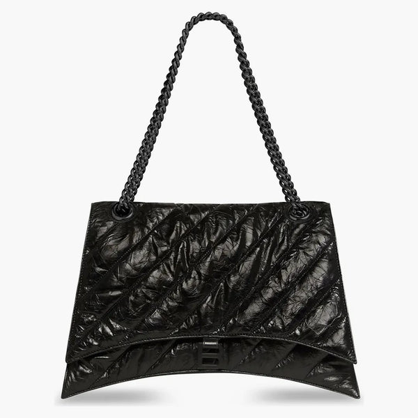 Balenciaga Crush prošívaný velký řetězový taška černá