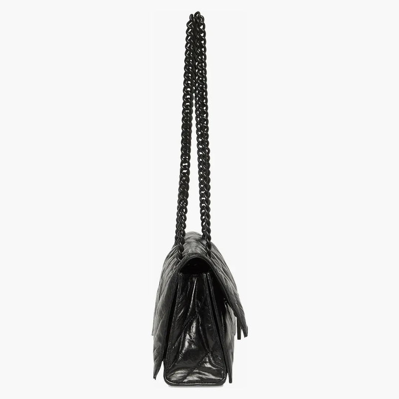 Balenciaga Crush Malý řetězec prošívaná taška černá