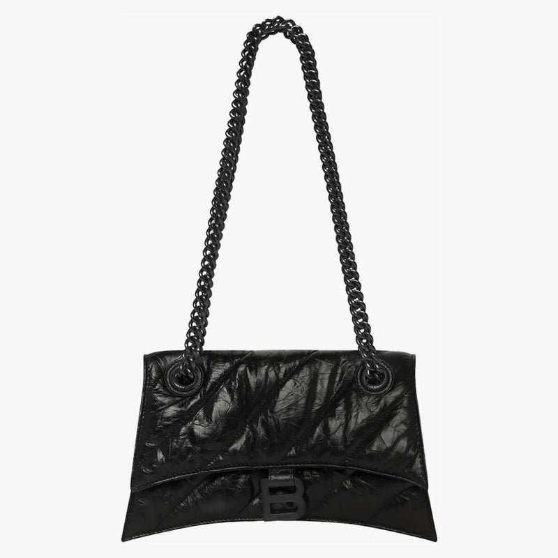 Balenciaga Crush Malý řetězec prošívaná taška černá