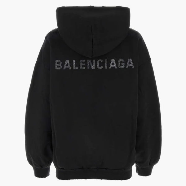 Sudadera con capucha de logotipo de Balenciaga Crystal Black