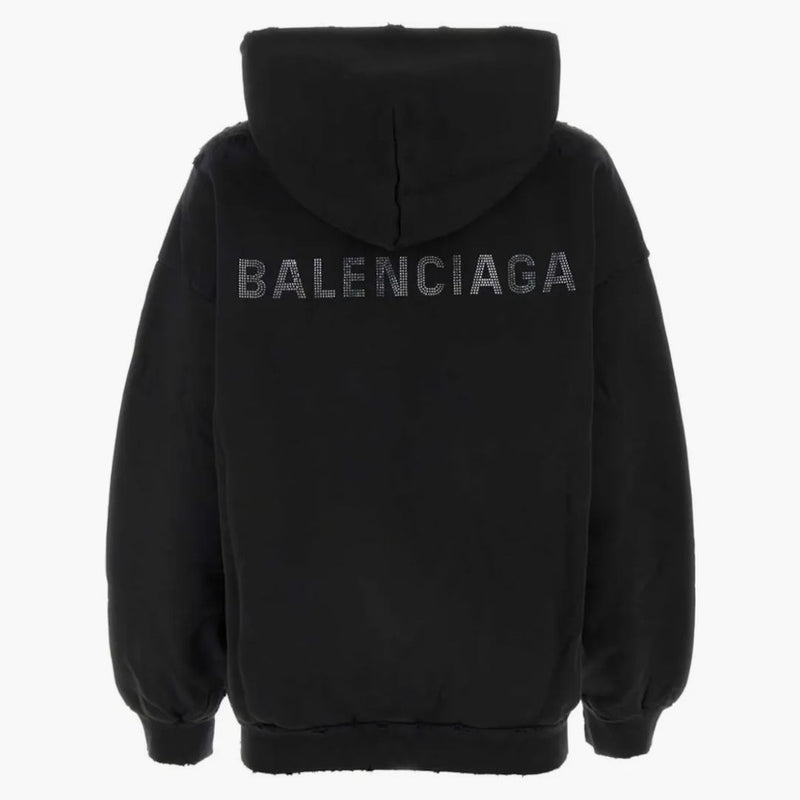 Sudadera con capucha de logotipo de Balenciaga Crystal Black