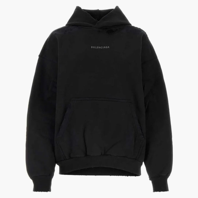 Sudadera con capucha de logotipo de Balenciaga Crystal Black