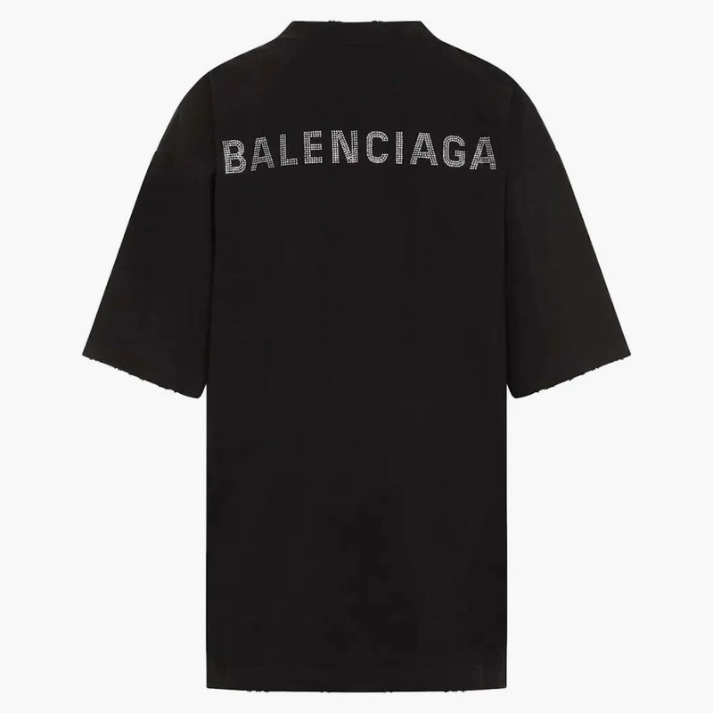 Balenciaga Crystal Logo T-Shirt Faded Black