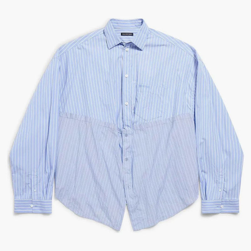 Balenciaga camisa cortada azul/blanco