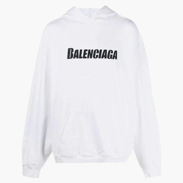 Balenciaga destruyó la sudadera con sudadera con la impresión del logotipo blanco/negro
