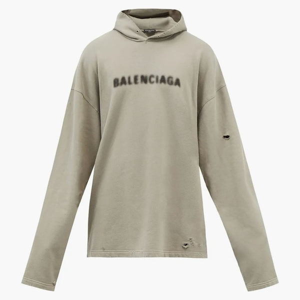 Balenciaga angustiado logotipo sudadera con capucha gris