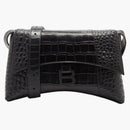 Balenciaga Downtown Shoulder Bag XS Crocodile Embossed Black/Black