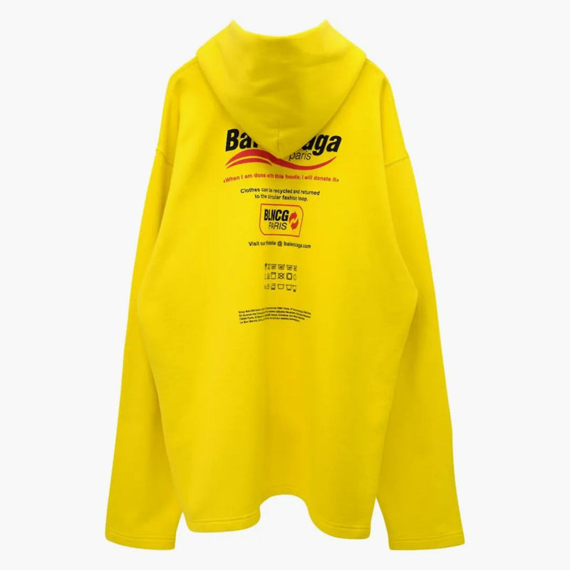 Balenciaga Logotipo de limpieza en seco Sin capucha de costilla amarilla