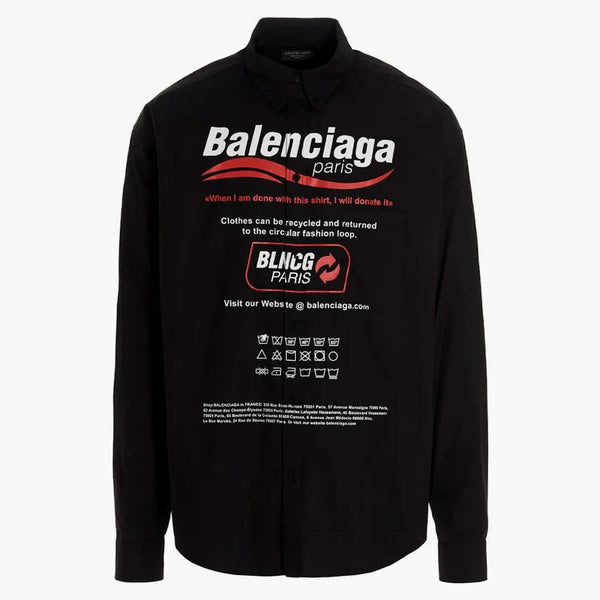 Balenciaga Camisa de logotipo de limpieza en seco Negro