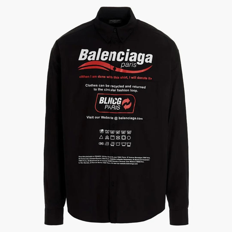 Balenciaga Camisa de logotipo de limpieza en seco Negro