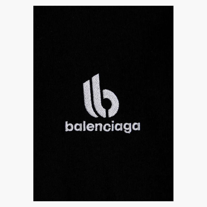 Balenciaga Bordada Doble B LOGO LOGO Camiseta Negro/Blanco