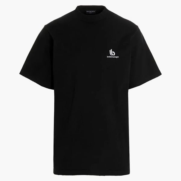 Balenciaga Bordada Doble B LOGO LOGO Camiseta Negro/Blanco