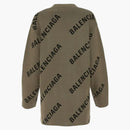 Balenciaga Embroidered Stretch Cotton Blend Oversize Cardigan Brown