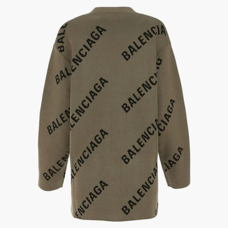 Balenciaga Empoidered Stretch Cotton Blend nadměrná kostel svetr hnědá