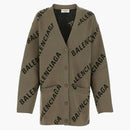 Balenciaga Embroidered Stretch Cotton Blend Oversize Cardigan Brown