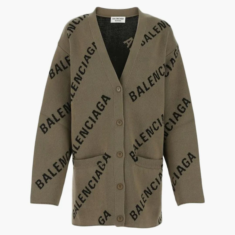 Balenciaga Empoidered Stretch Cotton Blend nadměrná kostel svetr hnědá