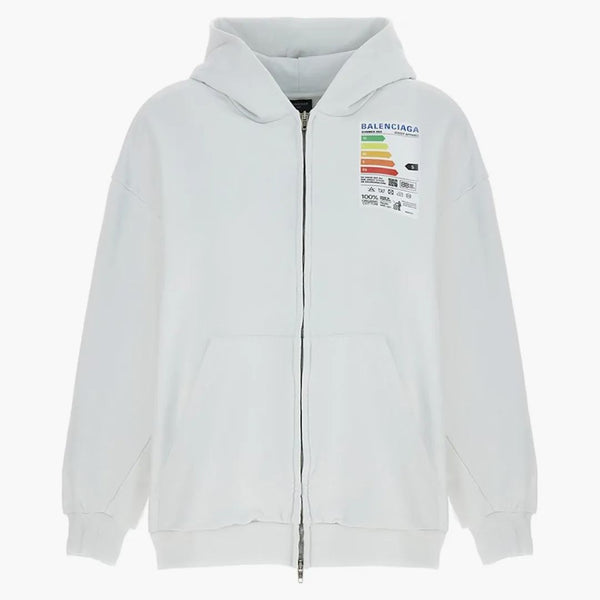Balenciaga Energy Patched Jersey Hoodie de gran tamaño White