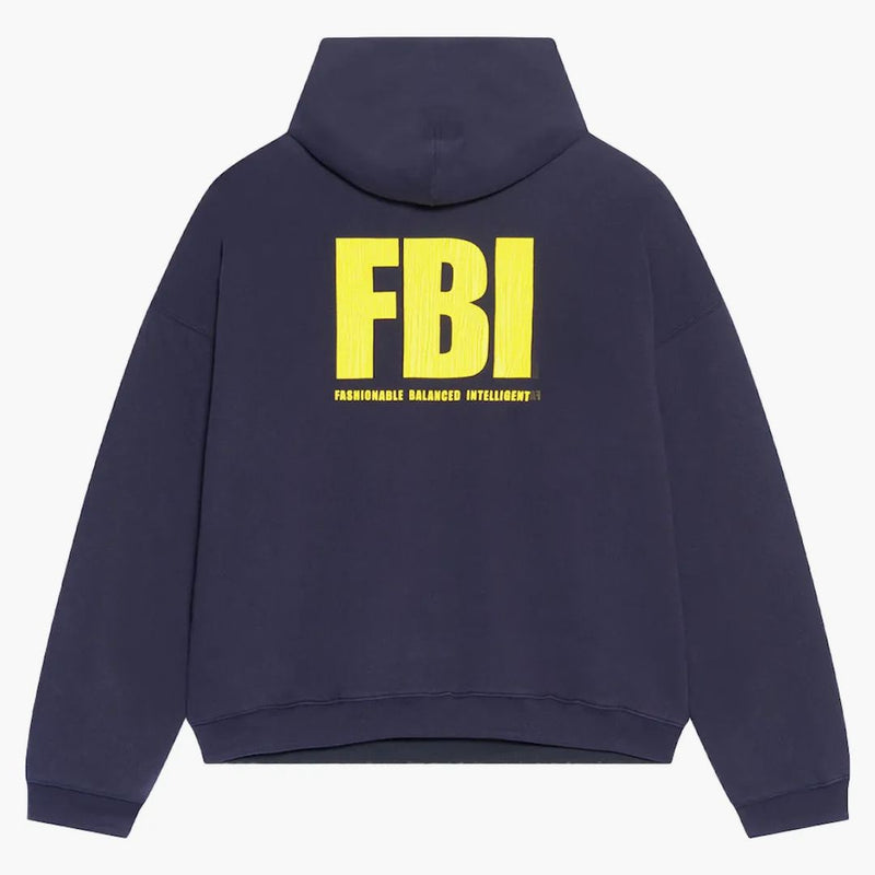 Balenciaga FBI FBI Año impreso de la sudadera con capucha reversible del tigre azul oscuro/negro/amarillo