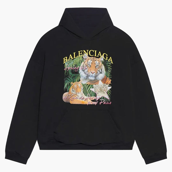 Balenciaga FBI FBI Año impreso de la sudadera con capucha reversible del tigre azul oscuro/negro/amarillo