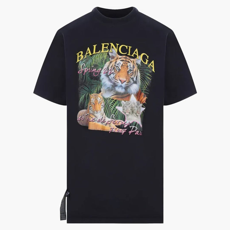 Balenciaga FBI Impresión Año de la camiseta reversible de Tiger azul oscuro/negro/amarillo