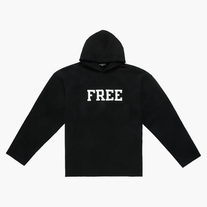 Balenciaga gratis sin sudadera con capucha de costilla negra