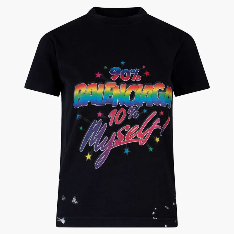 Camiseta de algodón de algodón del logotipo frontal de Balenciaga
