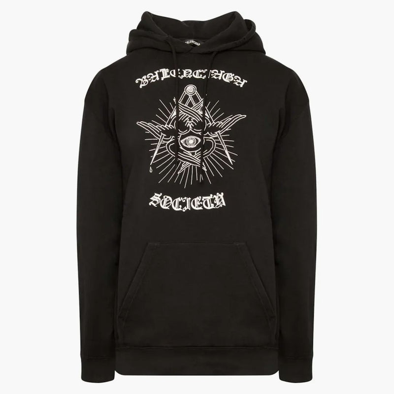 Balenciaga gótica logo capucha negro