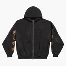 Balenciaga heavy metal svrchní svrchní oděv na zip-up nadměrné mikiny černé vybledlé