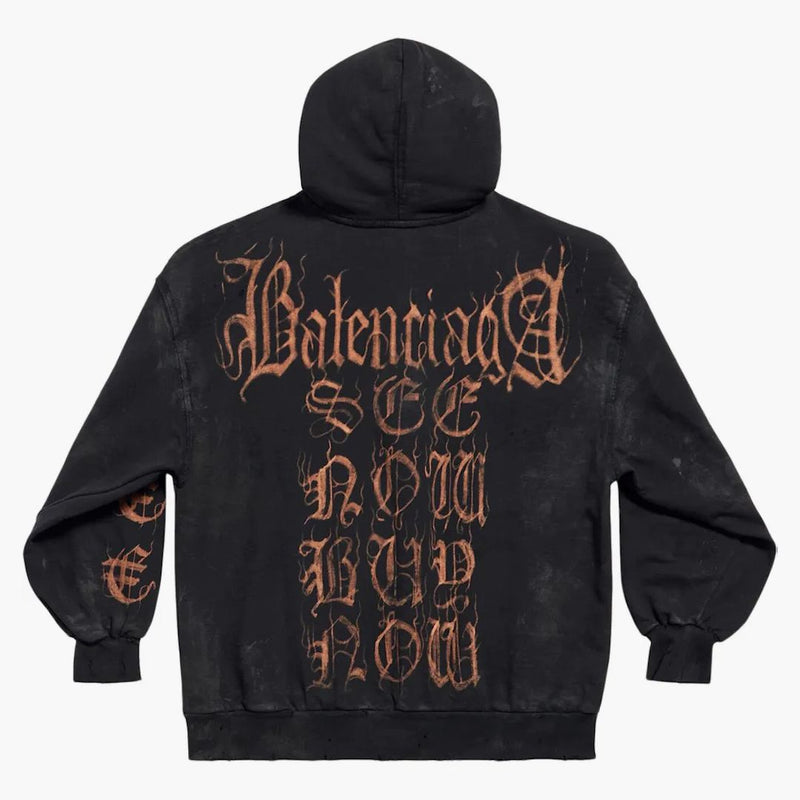 Balenciaga Heavy Metal Zip-Up Small Fit Holdie Black Faded