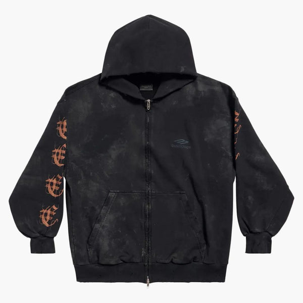 Balenciaga Heavy Metal Zip-Up Small Fit Holdie Black Faded
