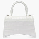 Balenciaga Hourglass Crocodile Embossed Top Handle Bag Xs White