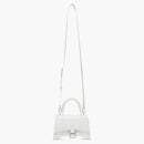 Balenciaga Hourglass Crocodile Embossed Top Handle Bag Xs White