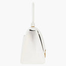 Balenciaga Hourglass Handbag Crocodile Embossed White/Gold-Tone
