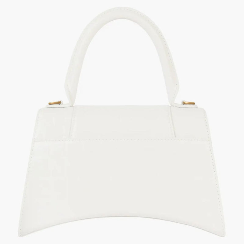 Balenciaga Hourglass Handbag Crocodile Embossed White/Gold-Tone