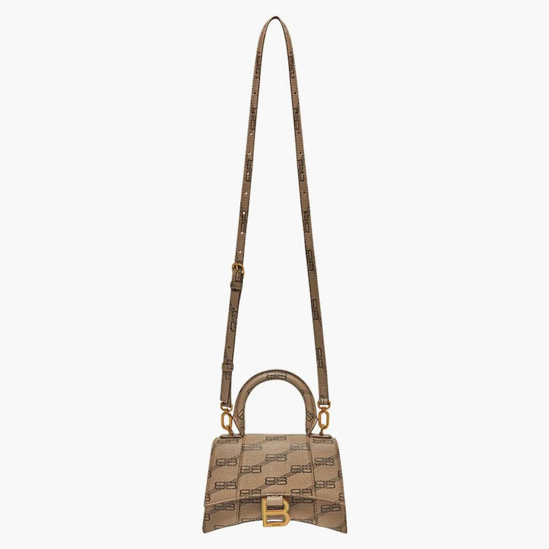 Balenciaga Hourglass Handbag XS BB Monogram Beige/Brown