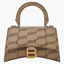Balenciaga Hourglass Handbag XS BB Monogram Beige/Brown