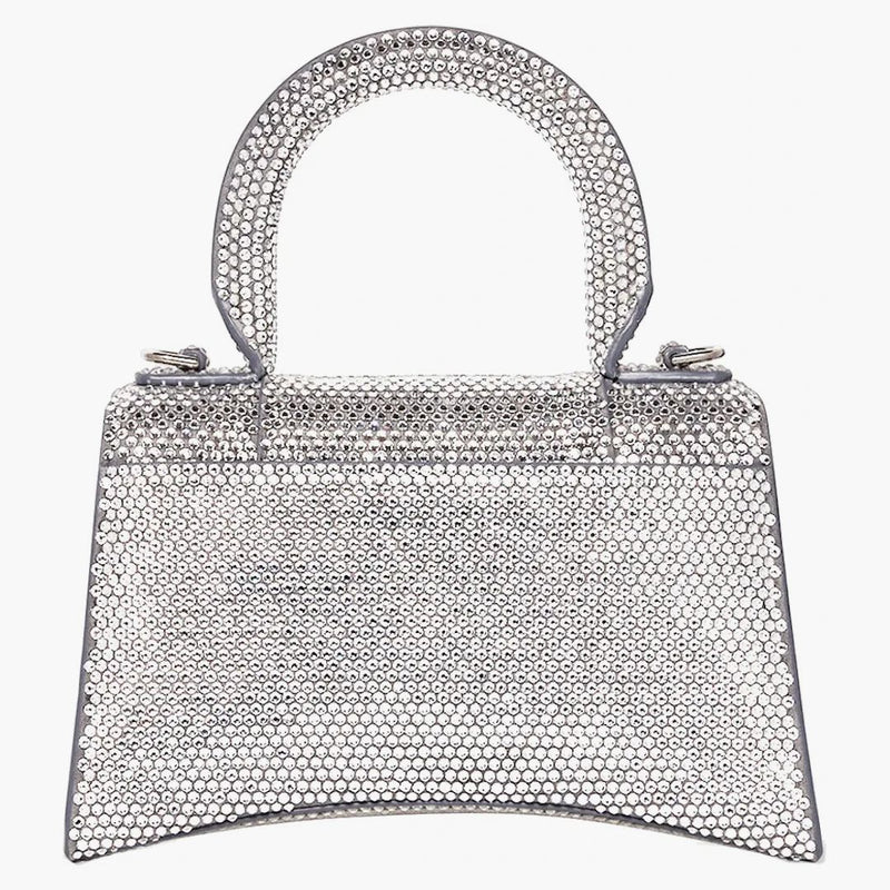 Balenciaga Hourglass Handbag XS Rhinestone Gray