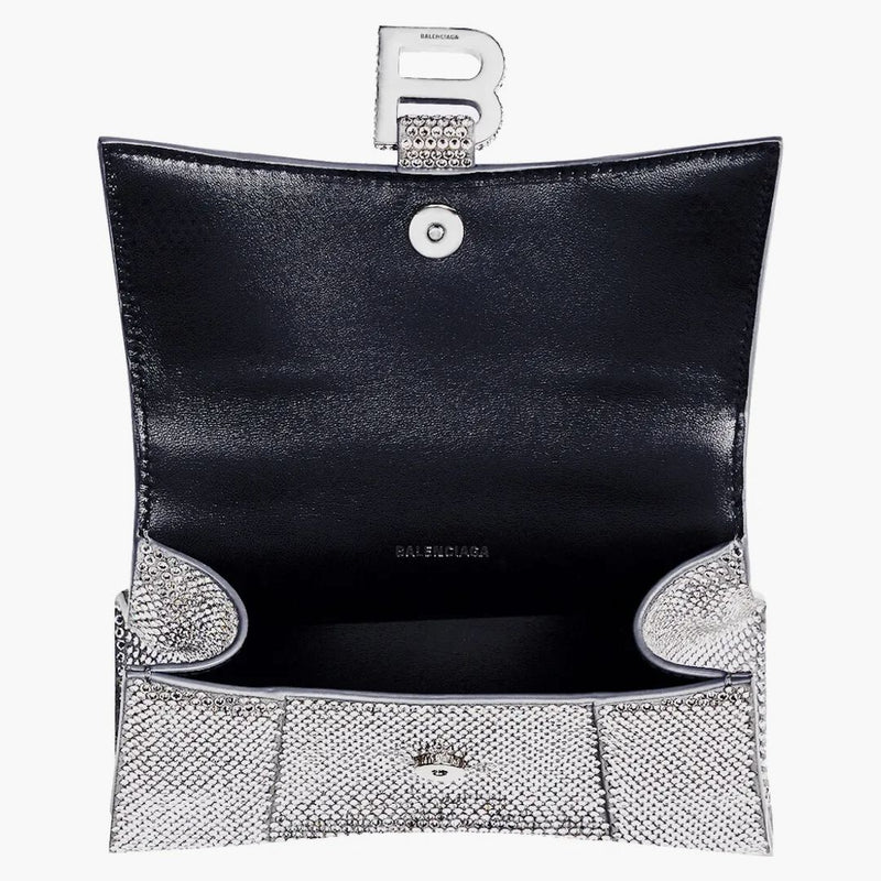 Balenciaga Hourglass Handbag XS Rhinestone Gray